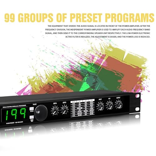 Procesador de efectos vocales, ecualizador de procesamiento de audio digital con reverberación, 99 programas preestablecidos, procesamiento de señal de 24 bits, para micrófono vocal miniatura 3