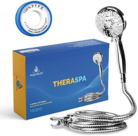 AquaBliss TheraSpa Hand Shower – 6 Mode Massage Shower Head with Hose High Pressure to Gentle Water Saving Mode – 6.5 FT No-Tangle Handheld Shower Head with Extra Long Hose & Adj. Mount | Chrome