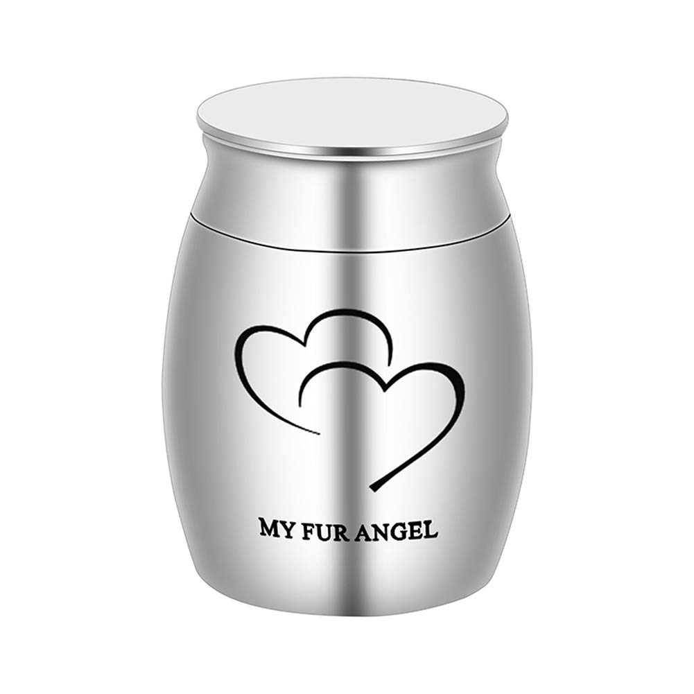 BGAFLOVEBeautiful Peaceful Keepsake Urn for Ashes-1.6" Tall Memorial Cremation Urns with Heart for Human or Pet Ashes-Handcrafted Decorative Urns for Funeral-Engraved My Fur Angel Urn for Sharing