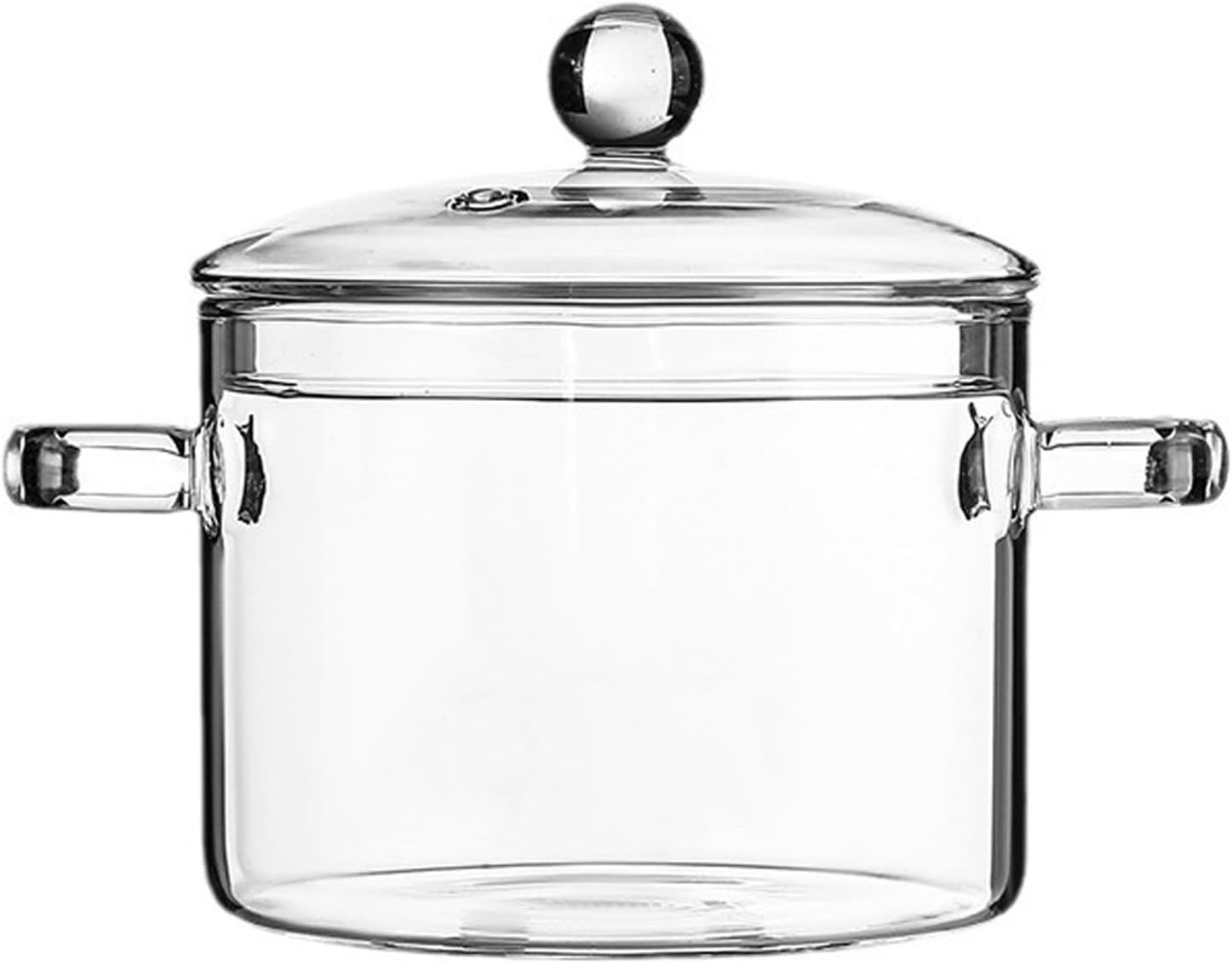 Glass Saucepan with Cover, 1900ml Stovetop Cooking Pot with Lid and Handle Simmer Pot Clear Soup Pot, High Borosilicate Glass Cookware