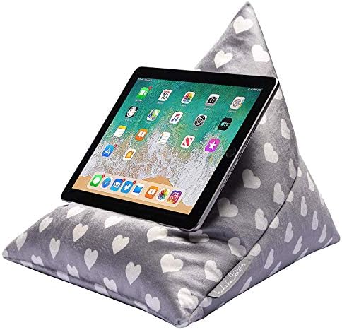 Izabela Peters Luxurious Bean Bag Cushion Tablet Stand for iPad, Kindle, Phone - Fox - Graphite - Shimmer Velvet - Range of Designs & Colours