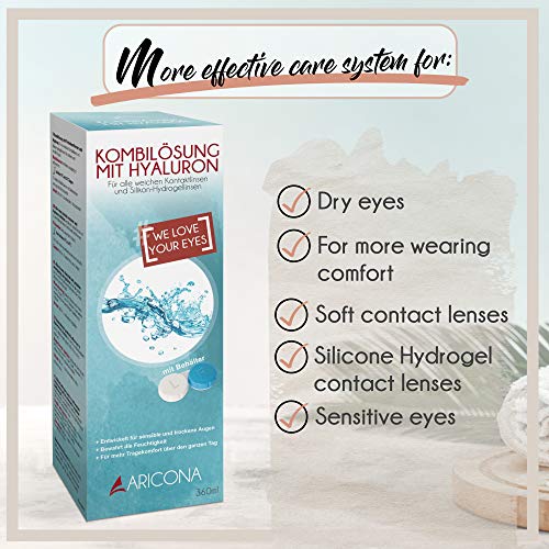 aricona solution pour lentilles de contact – 2 x 360ml de liquide avec hyaluron - solution combinée tout-en-un pour lentilles de contact souples, y compris le conteneur - Image 4