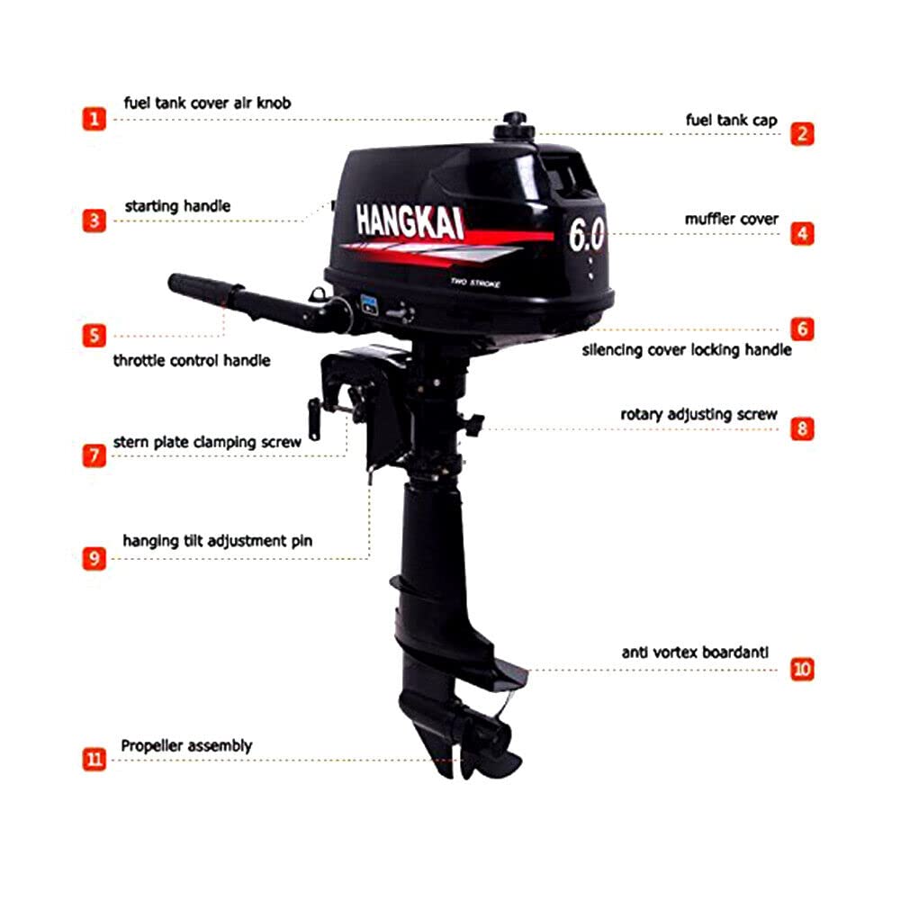 Motore fuoribordo 6HP 102cc 2 tempi lega alluminio CDI per barche e pesca
