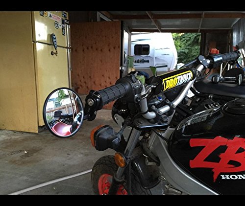 Zyhw Convex Mirror 7/8" Universal Adjustable Black Round Motorcycle Side Handle Bar End Rear View Mirror Pair For Harley Davidson Bmw Honda Kawasaki Suzuki #TOP6