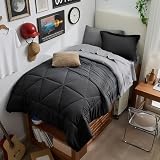 BEDELITE Twin XL Comforter Set 5 Pieces, Reversible Black Bed in A Bag
