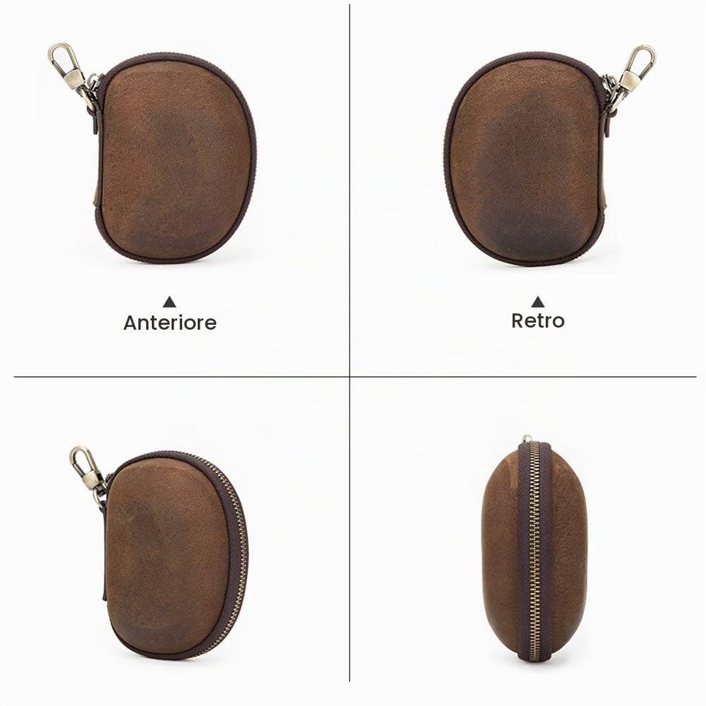 Contacts Custodia protettiva in vera pelle per occhiali da sole, astuccio da viaggio d'affari per uomini e donne, stile vintage (caffè)