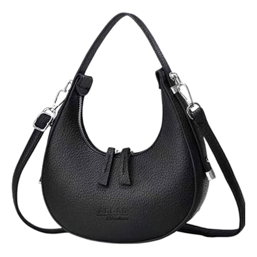Bolsa Feminina Meia Lua Ombro Transversal Pequena a queridinha das fashionistas com Alça De Mão baguete Tiracolo (Preto)