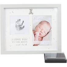 Juliana Bambino Baby Love You To Moon and Back Hand Print Grey Photo Picture Frame Unisex Ink Pad 4 x 6 Keepsake Gift