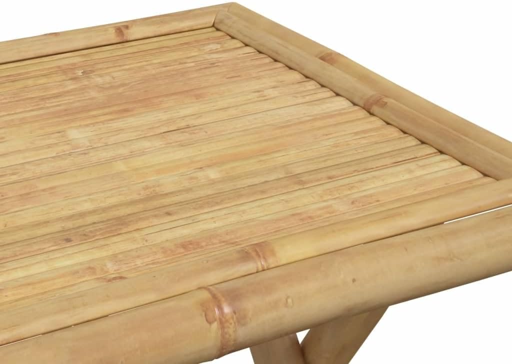 Natural Bamboo Garden Table Small Foldable Patio Side Table Lightweight Water-Resistant Outdoor Bistro Table Compact Square Design for Balcony and Terrace Use