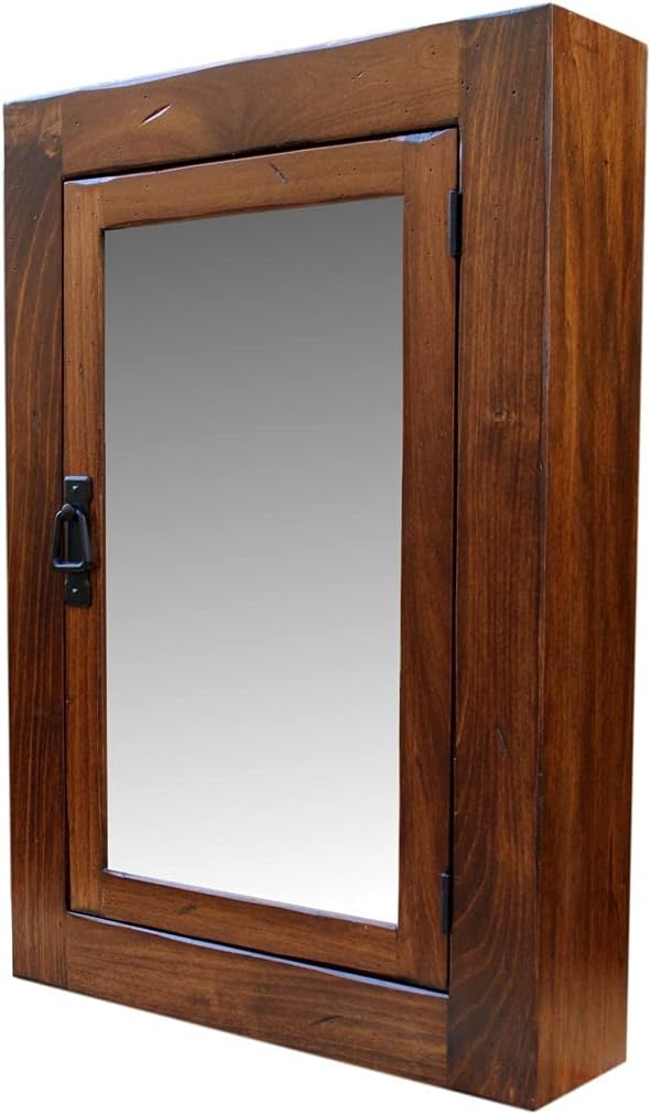 D&E Wood Girona Rustic Mission Medicine Cabinet/Medium Walnut Finish