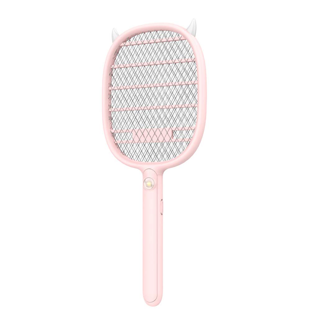 YRRA Fly Zapper, Rechargeable Mosquito, Fly Killer and Racket USB Charging, Super-Bright LED Light to Zap in The Dark - Safe to Touch,Pink,496X 200X32mm