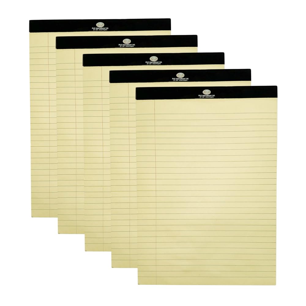 M1SS A5 Small Legal Pads, 5 Pack Mini Notepad Ruled, Double-Sided Printing 56gsm Notepads Perforated Writing Pad A5 Lined Paper, Yellow Writing Paper for Office Home School, 50 Sheet/Pad (20 x15 cm)