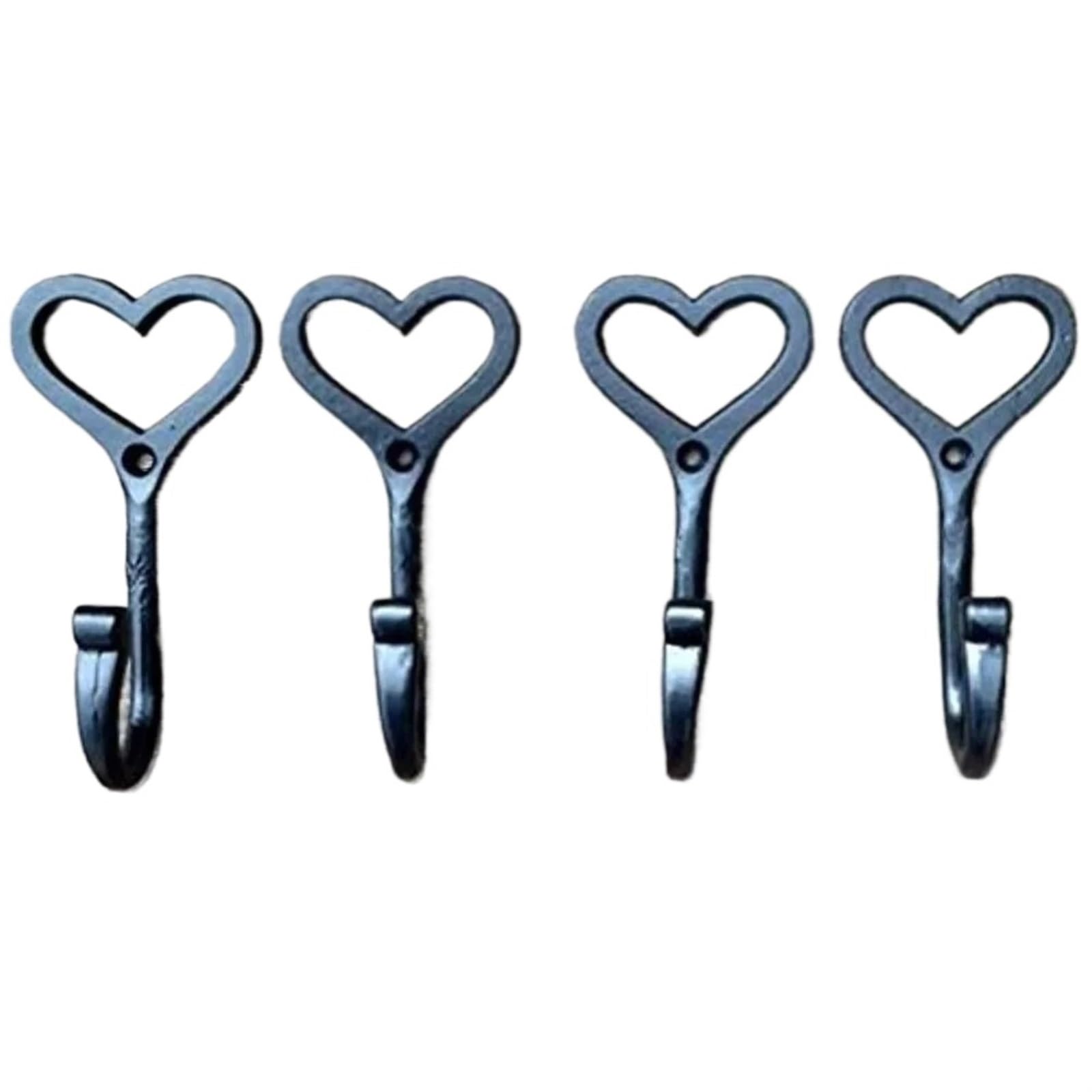 ganci appendiabiti 1pc/4pc ferro decorativo cappello vintage camera da letto casa supporto a parete gancio nero a forma di cuore appendiabiti porta portaoggetti