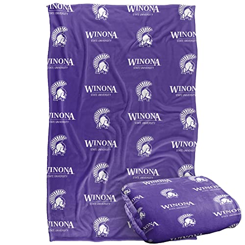 Winona State University Warriors Blanket, 36"x58" Logo Pattern, Silky Touch Super Soft Throw
