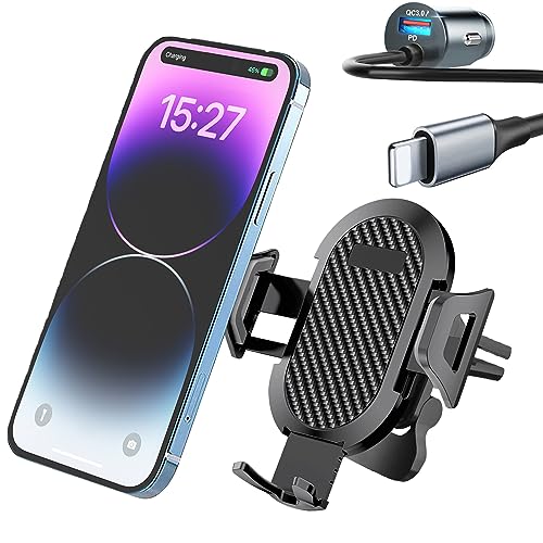 【2個セット】カーチャージャー スマホホルダー + PD30Wケーブル付き 車 充電器 シガーソケット USB 急速充電/2ポート/12V・24V車対応 iPhone 14向けの車載充電器 車 usbソケット タイプC充電ケーブル シガーusb充電器 US