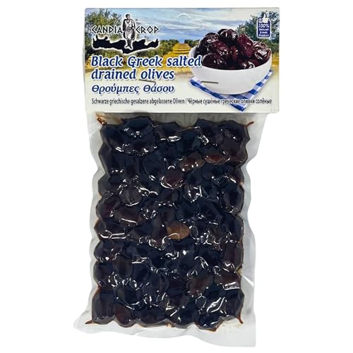 Candia Crop Aceitunas Griegas Negras Saladas Escurridas - Throuba, Paquete de 5 x 200g (Total: 1 kg)