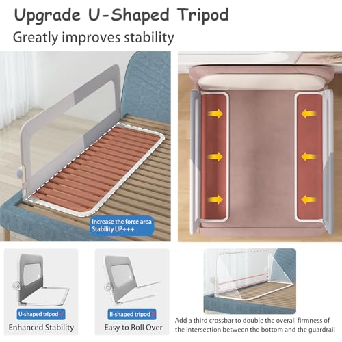 EAQ Bed Rails for Toddlers, Foldable Toddler Bed Rail,Height Adjustable Bed Rails for Baby, Portable Baby Bed Rails Guard Bumper for Kids by EAQ - Image 7