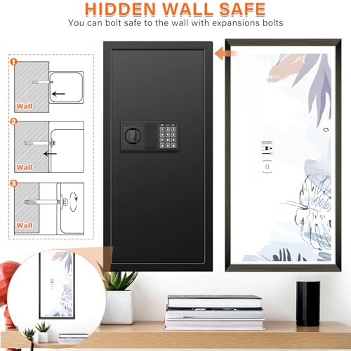 Image of 29.53 inch Tall Fireproof Wall Safe 16 inch Stud Centers with Combination Lock