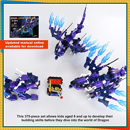 Educiro 3In1 Legendary Dragon Building Toy Set For Kids Ages 6+ (375 Pieces), Featuring Fly Dragon - Kylin And 2 Battle Ninja Knights And A Treasure Chest #TOP4