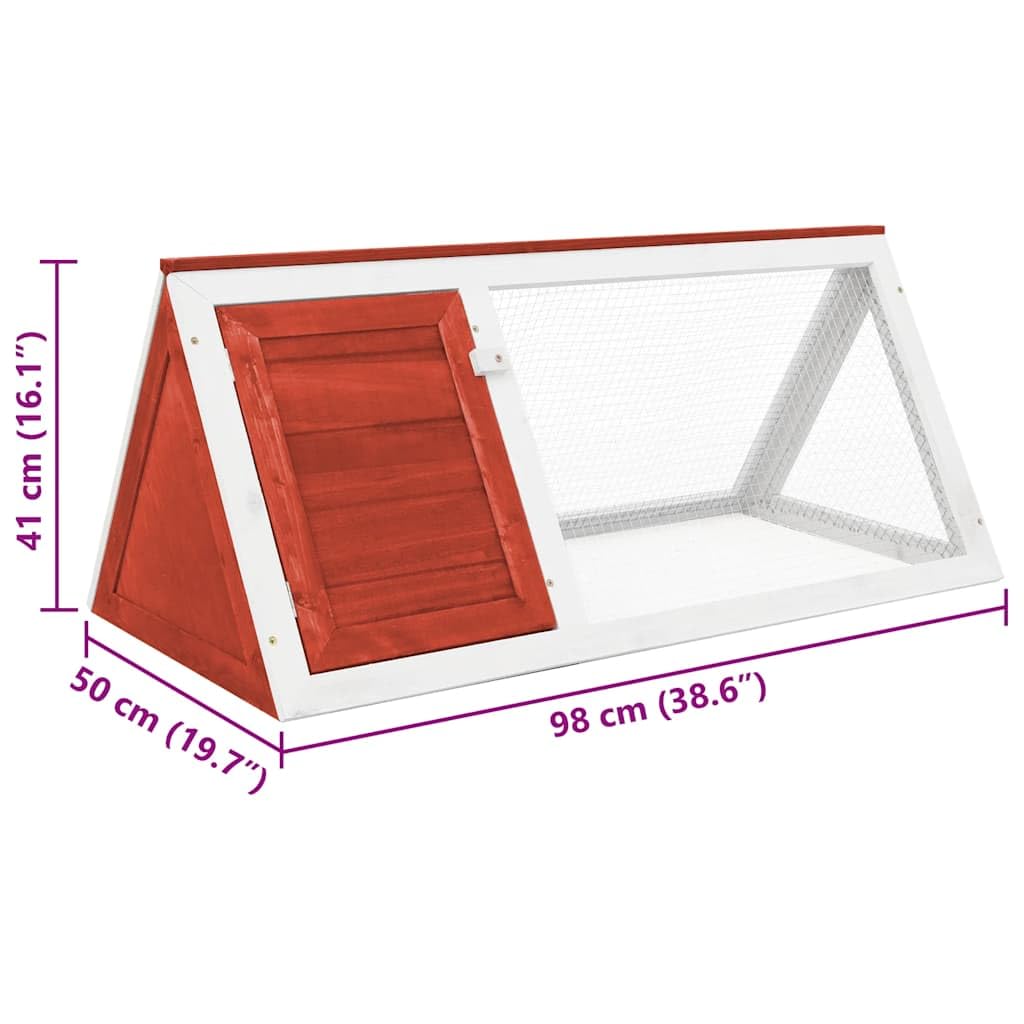 Establo de madera para conejos pequeños con rejilla de alambre de hierro, conejera para exteriores para conejos y cobayas, rojo y blanco, 98 x 50 x 41 cm