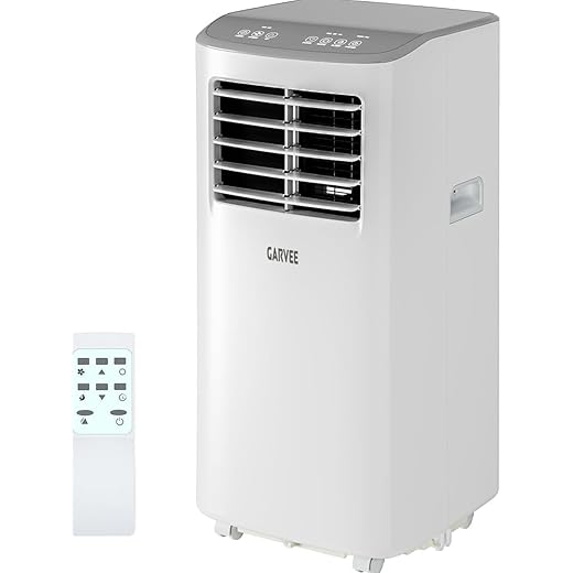 Garvee 3-in-1 Portable Air Conditioner, 8,000 BTU Portable AC Unit with Cooling, Dehumidifier & Fan for Rooms up to 350 sq.ft with Remote Control, Sleep Mode, 24H Timer & Window Kit