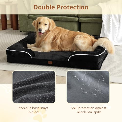 Image of EGOHOME Orthopedic Extra Large Dog Bed with Gel Memory Foam Black 44x32x6.5 | Dog Couch Waterproof Pet Sofa with Removable Washable Cover, Non-Slip Bottom,Indoor & Road Trip, CertiPUR-US PetsBed
