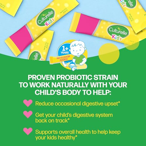 Culturelle Kids Daily Probiotic Packets for Kids, (Ages 3+) - 50 Count – From the #1 Pediatrician-Recommended Brand – Flavorless Daily Probiotics for Digestive Health & Immune Support