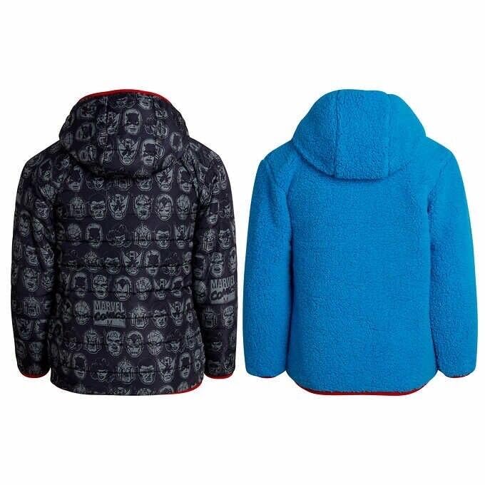Boy's Reversible Double View Jacket with Hat Different Characters2