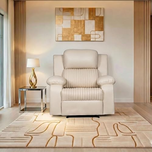 Image of Seventh Heaven Miami 1 Seater Recliner | Single Sofa Chair for Living Room Comfort | Ergonomic Design (Leatherette - Beige)