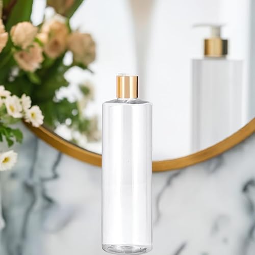 Miniatura 5 de JUVITUS Botellas de plástico PET de cilindro transparente profesional de 16 onzas / 16.9 fl oz con tapa de disco dorada (paquete de 6)