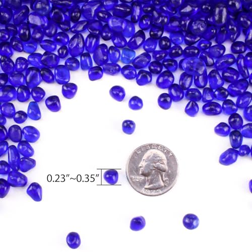 Image of Keedolla 15 Oz Aquarium Glass Marbles Fish Tank Rocks, Decorative Glass Pebbles Gemstones for Aquarium Gravel Fish Tank Stones Vase Fillers DIY Crafts - Cobalt Blue