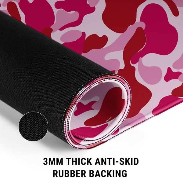 Vista 48 de Skinit Alfombrilla de mouse grande para juegos, diseño de camuflaje de dientes de tiburón con bordes cosidos, impermeable, base de goma