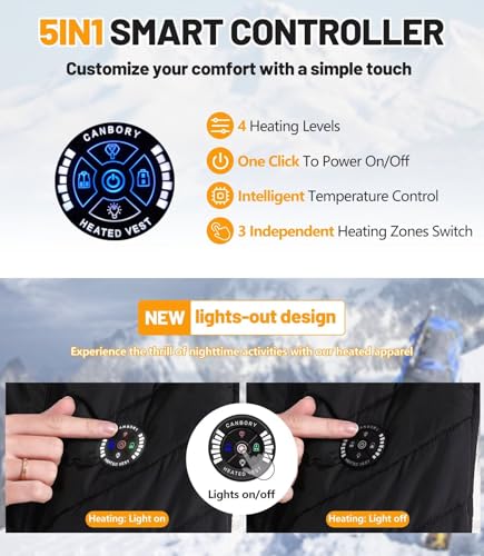 Image of Womens Heated Vest, 5IN1 Smart Controller Electric Heating Jacket Coat Vests