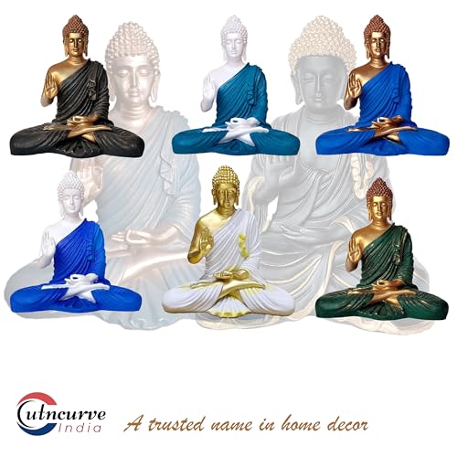 Image of 2 Feet Buddha Statue for Home Decor, Garden and Gifting, Big Size, Made of Resin, Premium Luxury Decoration Showpiece, Vastu Feng Shui for Good Luck, Happiness (Metallic Orange & Grey)