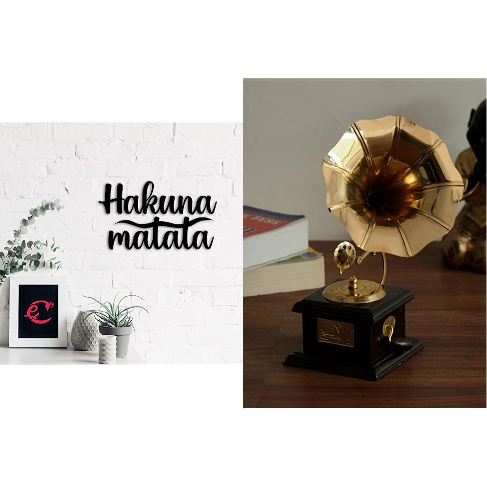 eCraftIndia Hakuna Matata Painted MDF Wall Art Cutout, Ready to Hang Home Decor-Black Antique Music Decorative Canon Brass Showpiece (10 cm x 10 cm x 23.75 cm, Red and Brown) (B0C99TRLZ8) Amazon Price History, Amazon Price Tracker