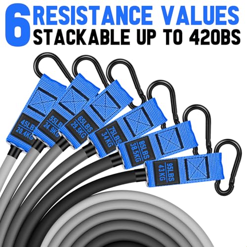 Image of Heavy Resistance Bands for Working Out, 300lbs /360lb /420lb Exercise Bands Workout Bands with Handles, Door Anchor, Ankle Straps, Home Gym Workout Equipment for Men Fitness Strength Training Stretching