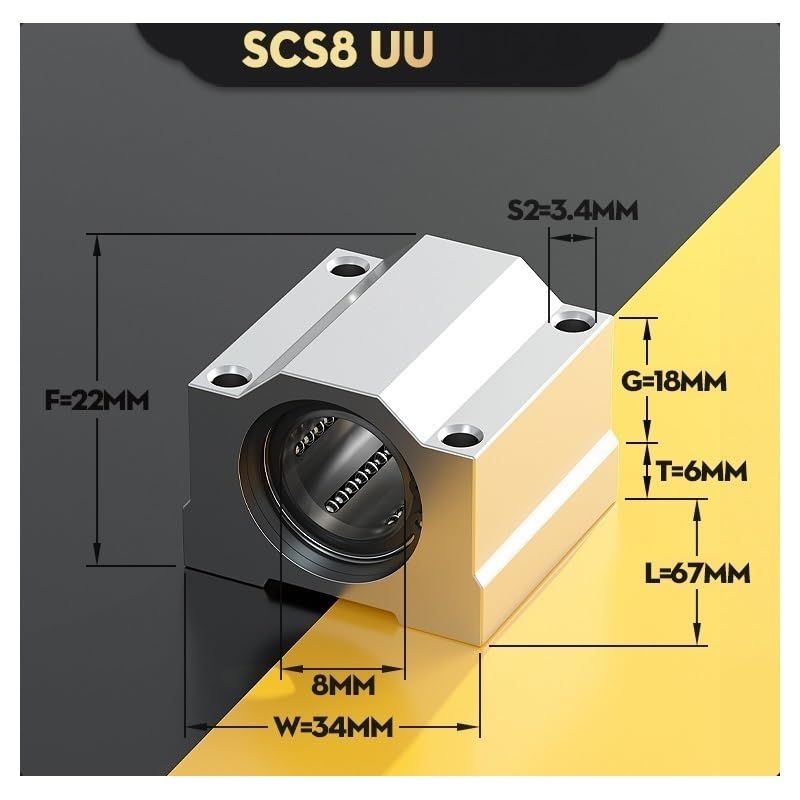 Rodamiento lineal bolas P5 SCS8UU 8mm bloque deslizador para fresadora CNC e impresora 3D 3