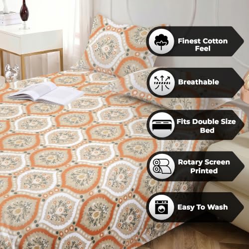 Image of Dew Cotton Bedsheet for Double Bed 160 TC 250 x 225 CM, Brown