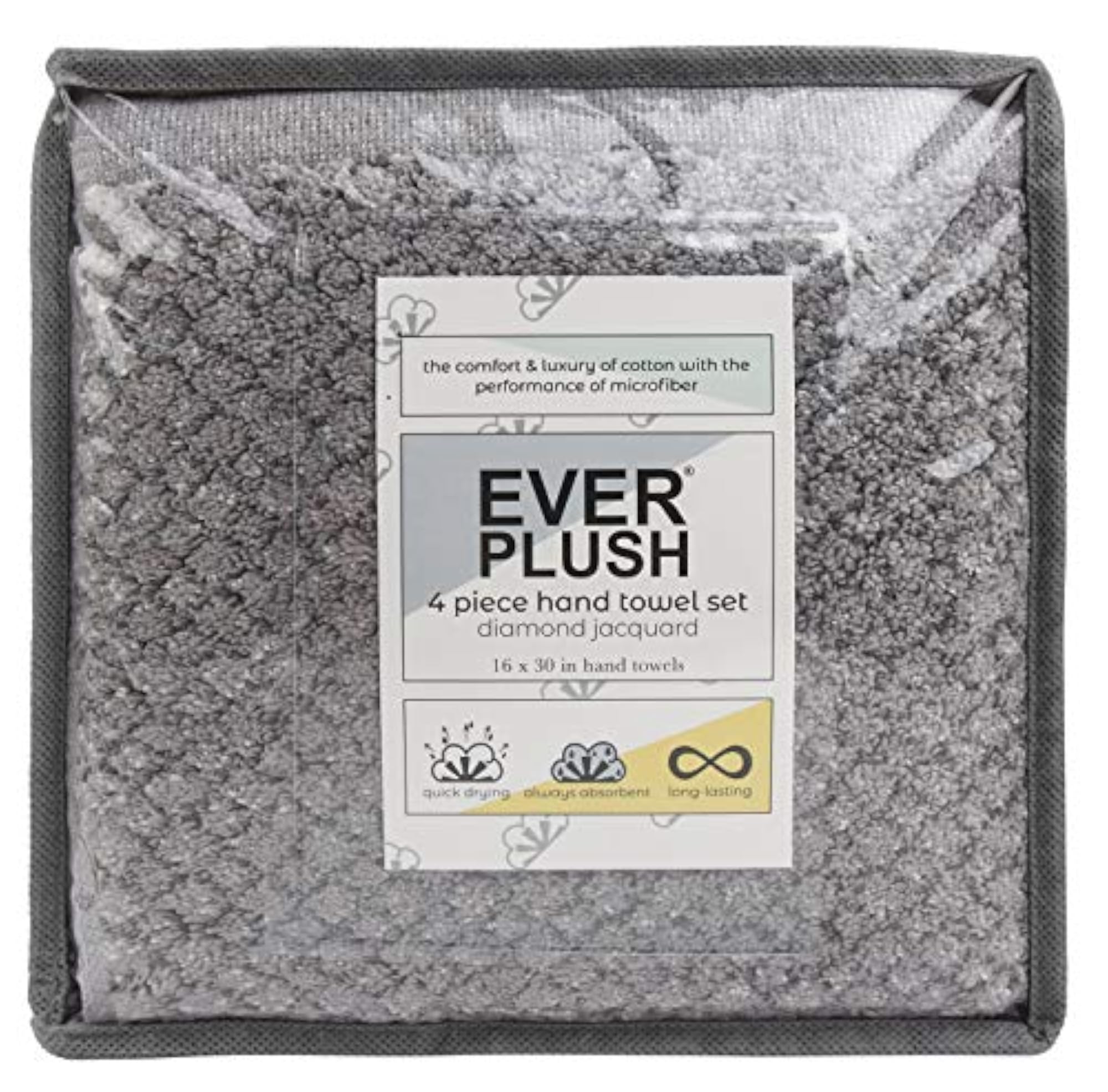 Chip Dye Hand Towel, 4 Count, Granite