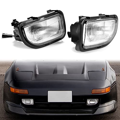 HECASA Pair Fog Lights Compatible with 1991-1995 Toyota MR2 With Halogen Bulbs Clear Glass Fog Lamps DRL Daytime Running Light (Clear Lens+Chrome Housing)