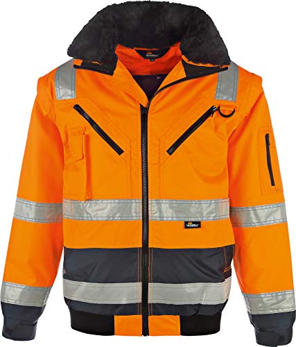 Vizwell Warnschutz Pilotenjacke gelb oder orange 4 in 1 (XL, Orange) Cover