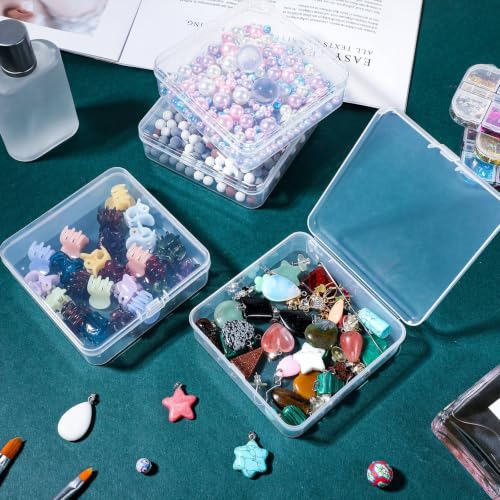 Image of Jetec 30 Pieces Mini Plastic Clear Beads Storage Containers Box for Collecting Small Items, Beads, Jewelry, Business Cards, Game Pieces, Crafts (3.7 x 3.7 x 1.2 Inch)
