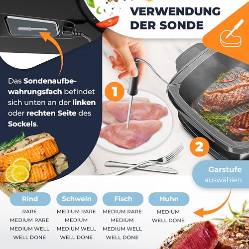 KESSER Multicocina con freidora de aire caliente, 8 L y 16 programas, dispositivo de cocina – Grillen, hornear, guisar, cocinar al vapor, función de precalentamiento y mantenimiento del calor - imagen 4