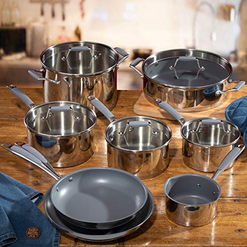 Hairy Bikers CKW2075 Stainless Steel Side Handles with Grey Silicon Inserts, Secure Glass Lid, Non Stick Coating with Two Pouring Spouts, Induction Hob Suitable, 24cm Casserole Pot 3 Gallery Image Hairy Bikers CKW2075 Stainless Steel Side Handles with Grey Silicon Inserts, Secure Glass Lid, Non Stick Coating with Two Pouring Spouts, Induction Hob Suitable, 24cm Casserole Pot 3 Gallery Image