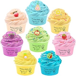 Butter Slime Kit 8 Pack, Including lemon, Grape, Pineapple Etc Fruit Slime Accessories, Super Soft and Non-Sticky, Educational Stress Relief Slime Toys for Girls Boys