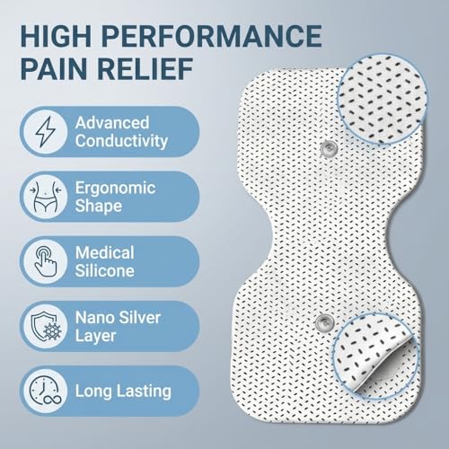 Image of TENS Unit Replacement Pads 3.5mm Snap Connector, 4 inchx8 inch Dual-Lead Self-Adhesive Electrode Pads for TENS EMS Muscle Stimulator, Latex-Free Reusable Muscle Stimulation Pads, 10 Pack