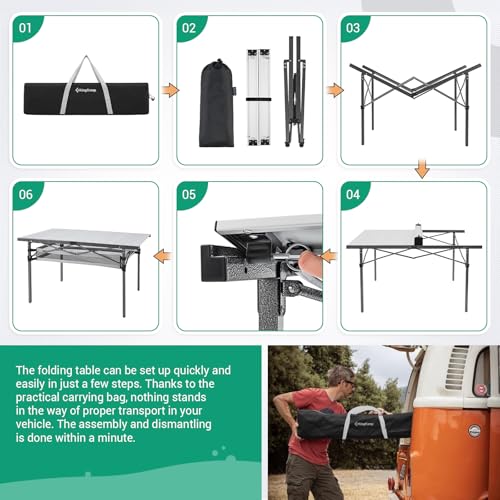 KingCamp Oversized Folding Camping Table with Storage, 265 LBS Camp Table - Image 7