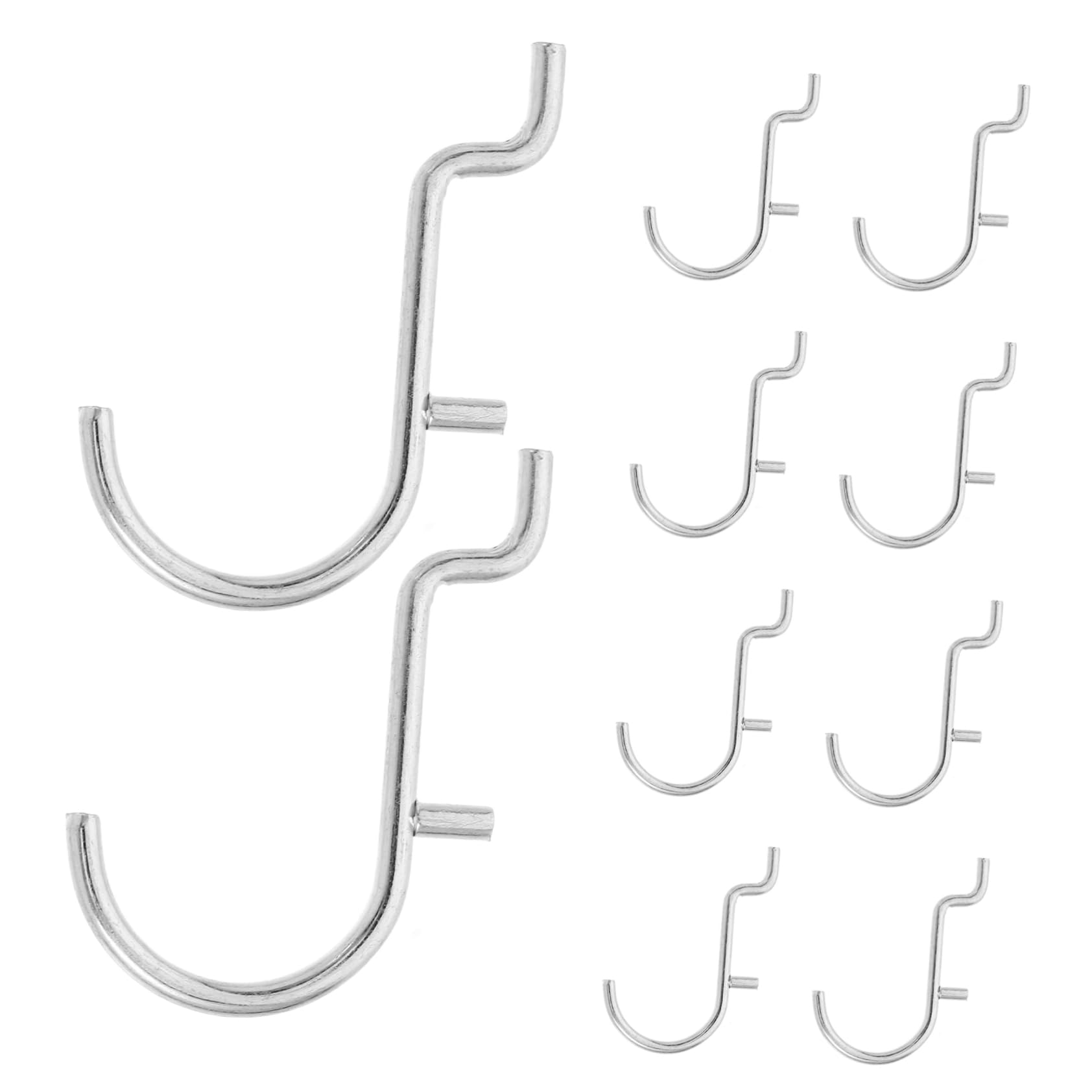 WHAMVOX Pegboard Hooks Assortment 10pcs Stainless Steel Hooks for Storage Garage Workshop Kitchen Bedroom Easy Install