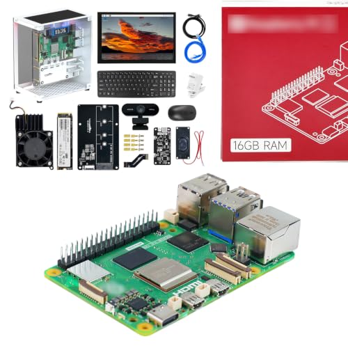 Image of Yahboom Pi5 16GB RAM 64GB TF Card Edition with Active Cooler,27W 5.1V5A USB-C Power Supply,Pi5 Metal Case, PCIE to M.2 Adapter Openclaw Deployment (Pi5 16GB, Ultimate Kit)