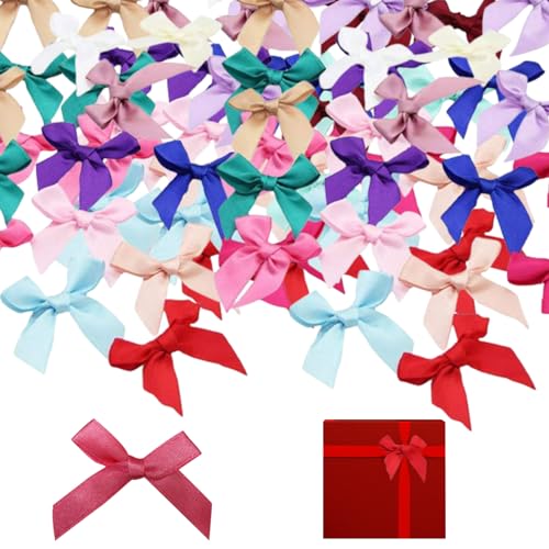 Arco de corbata de, 100 piezas de arcos de cinta de satén, mini arcos de artesanía de cinta, pequeñas arcos de bricolaje multicolor arcos pequeños para regalos para envolver el ramo de peluquerí